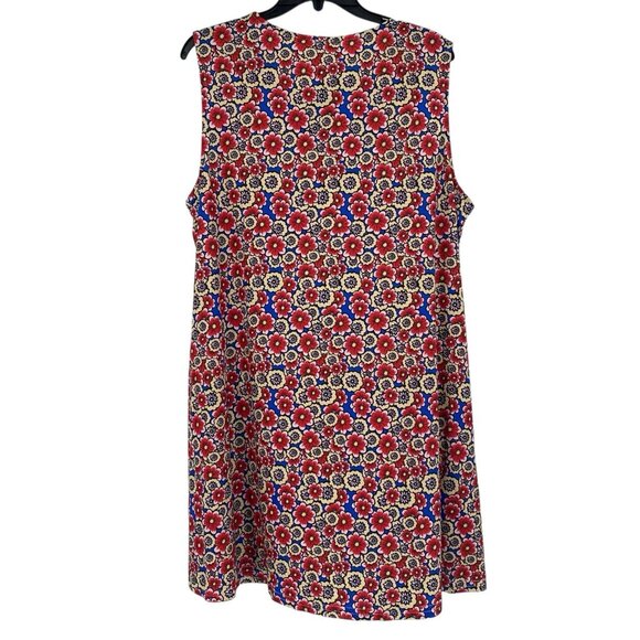 Simple Fun Women’s Size 2XL Multicolor Floral Red Sleeveless Pocket Dress NWT - Picture 2 of 11